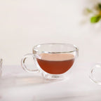 Cafe Style Glass Double Wall Tea Coffee Cup Set Of 4 190ml