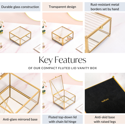 Luxe Fluted Lid Glass Vanity Box