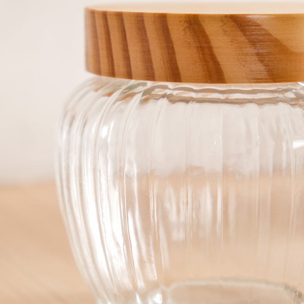 Set of 2 Glass Jars With Wooden Lid 1600ml
