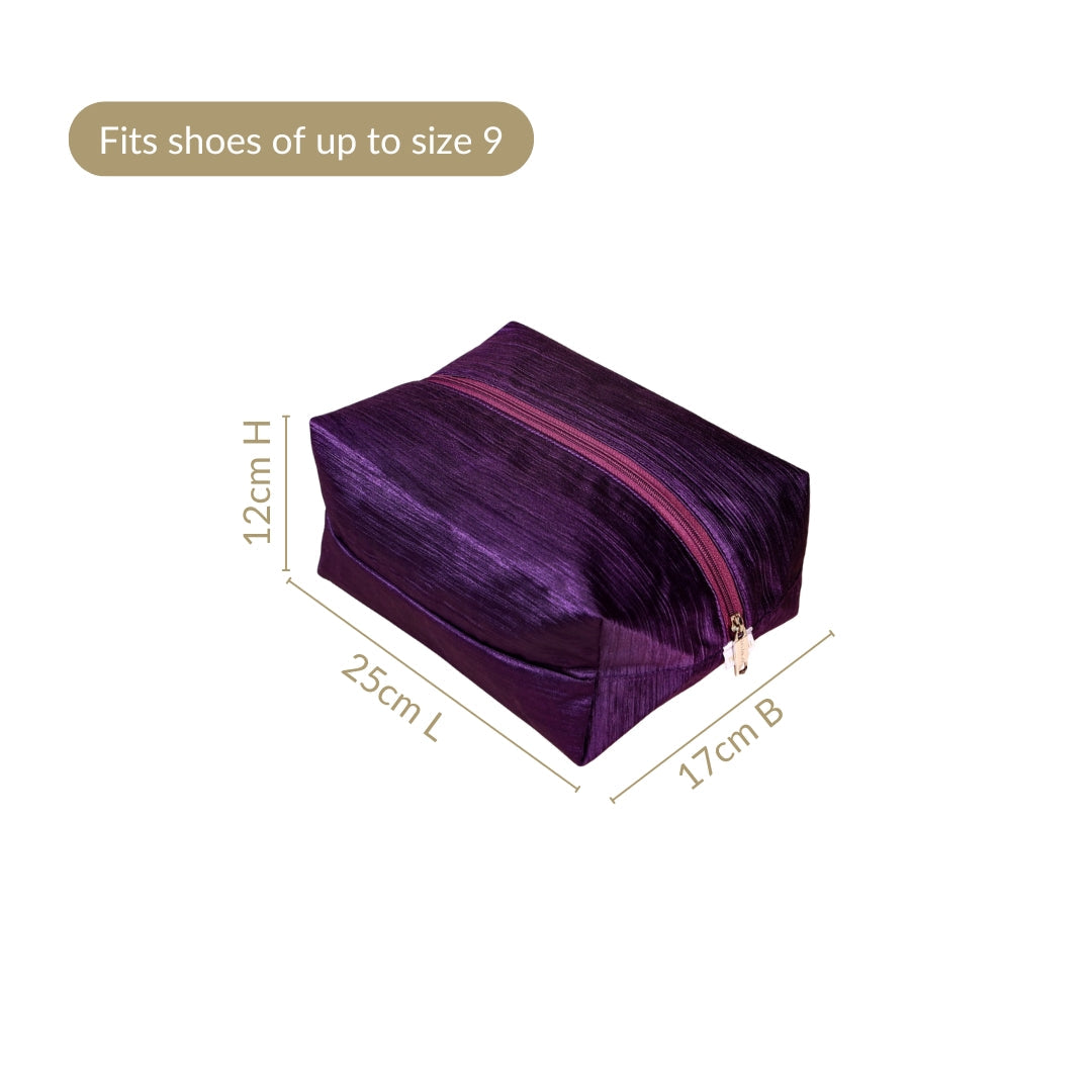 Purple Zippered Travel Shoe Bags Small Set Of 3
