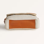 Beige And Tan Vegan Leather Shoulder Bag