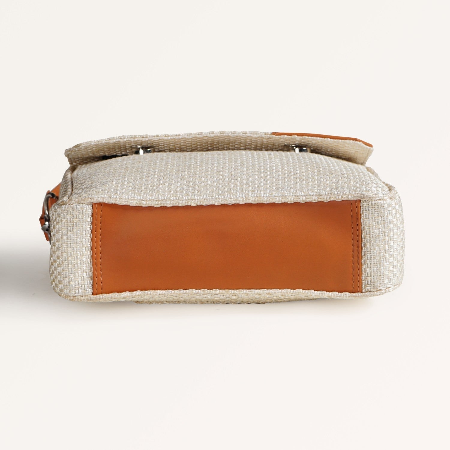 Beige And Tan Vegan Leather Shoulder Bag