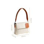 Beige And Tan Vegan Leather Shoulder Bag