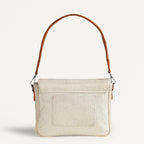 Beige And Tan Vegan Leather Shoulder Bag