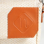 Beige And Tan Vegan Leather Shoulder Bag