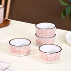 Baroque Ceramic Small Bowl Set Of 4 Pink 200ml