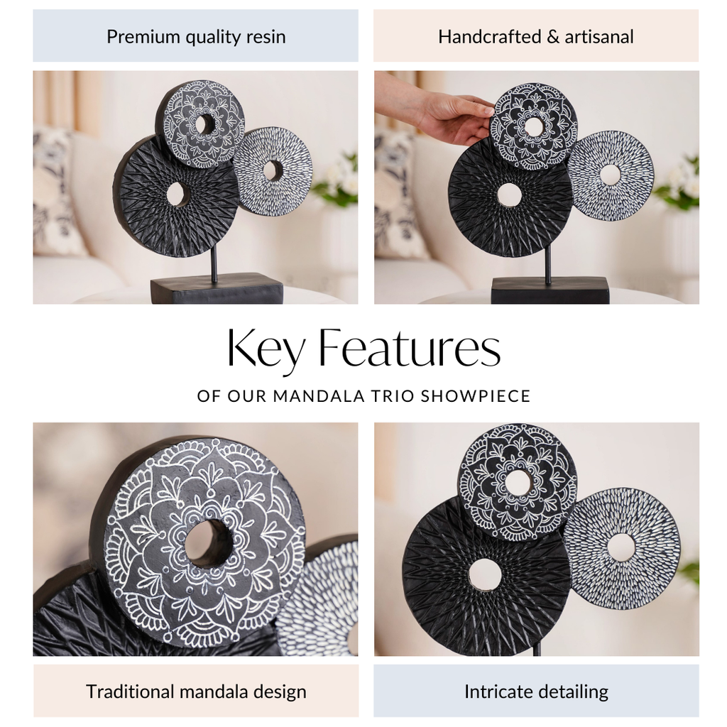 Black Mandala Trio Showpiece