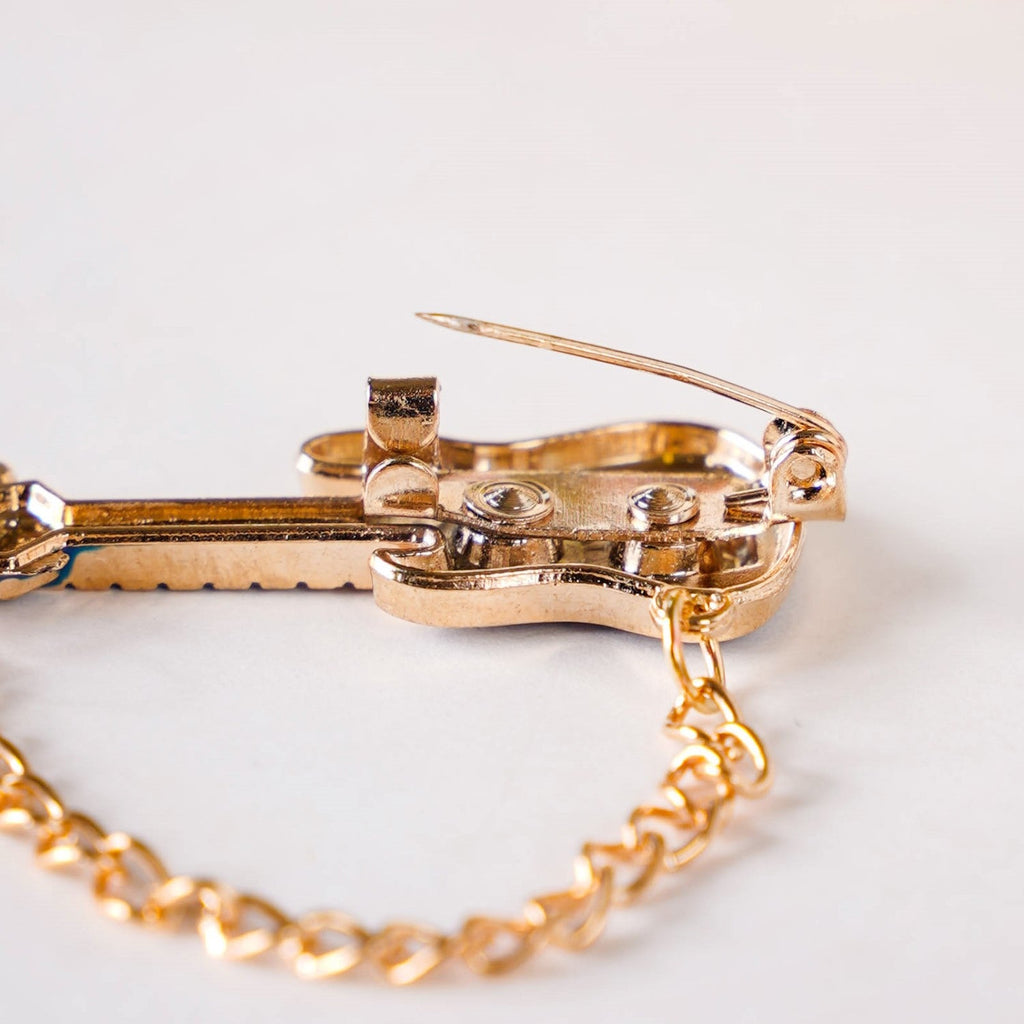 Blue And Gold Guitar Brooch
