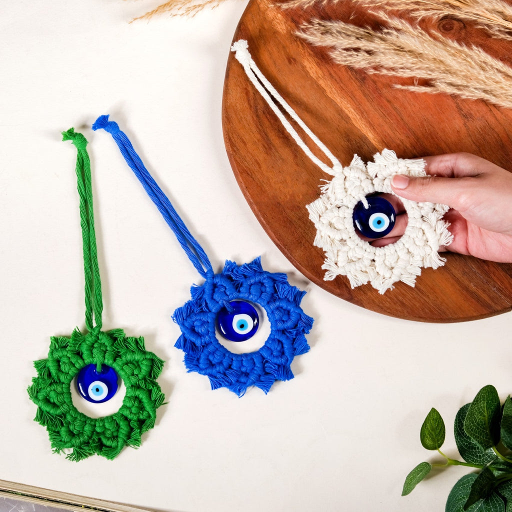 Bohemian Macrame Evil Eye Wall Hanging Set Of 3
