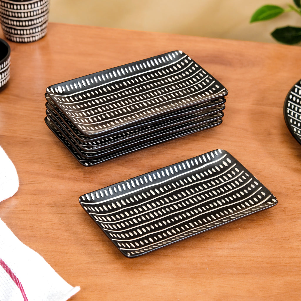 Kuro Ceramic Platter Set Of 6 7 Inch