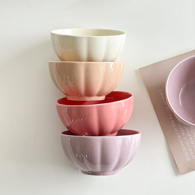Pastel Gloss Finish Ceramic Bowl Set Of 4 310ml