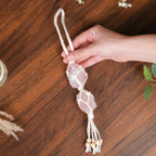 Pink Salt Crystal Macrame Hanging Set Of 2