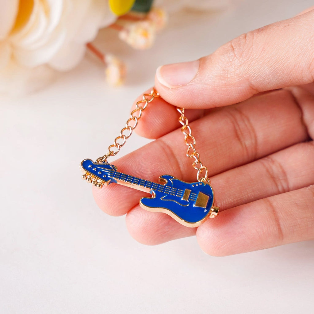 Blue And Gold Guitar Brooch