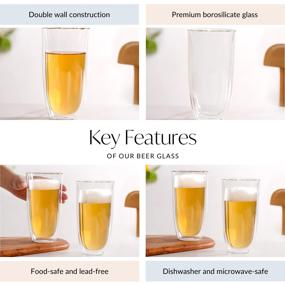 Large Double Wall Glass Set Of 2 530ml