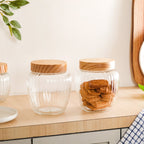 Glass Storage Jars Set of 2 With Wooden Lid 2200ml