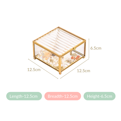 Luxe Fluted Lid Glass Vanity Box