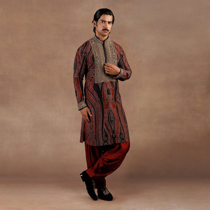Vintage Red Janawaar Kurta Set | EAST