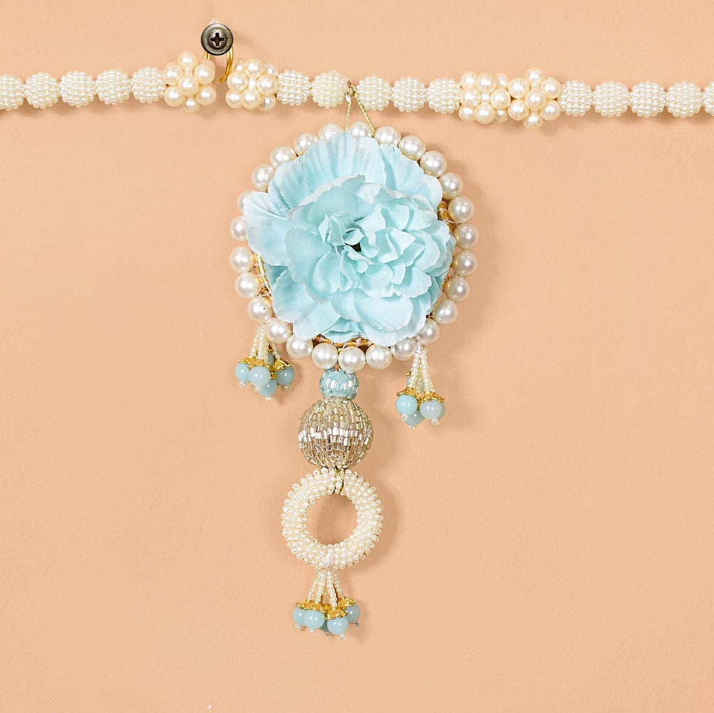 Artificial Pearl String Blue Blossom Door Hanging