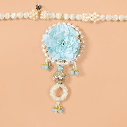 Artificial Pearl String Blue Blossom Door Hanging