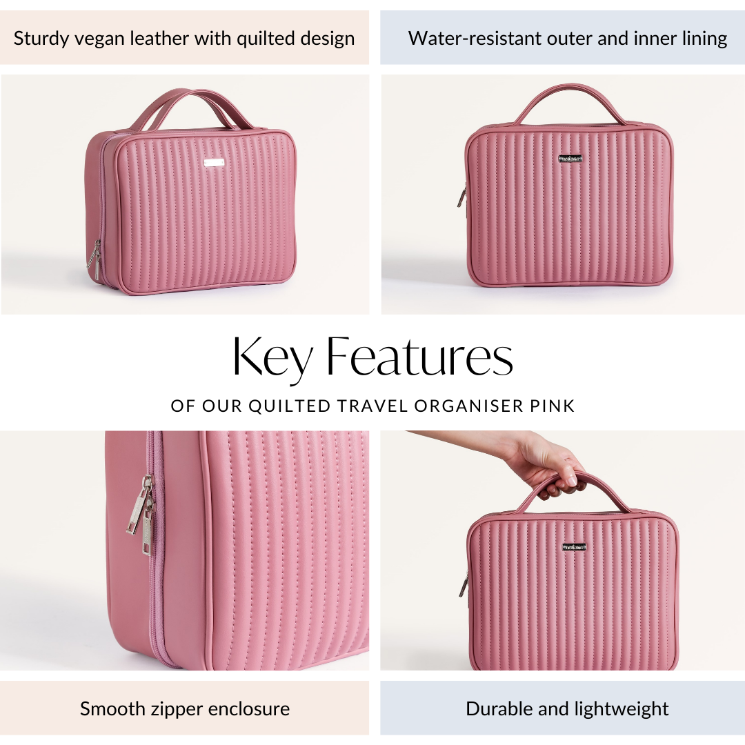 Quilted Travel Organiser Pink