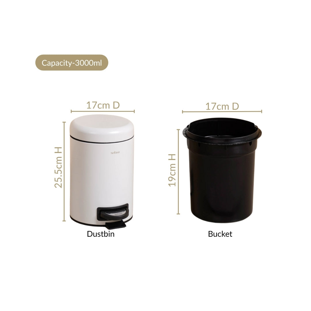 Clean Curve Pedal Operated Metal Dustbin With Bucket White 3000ml