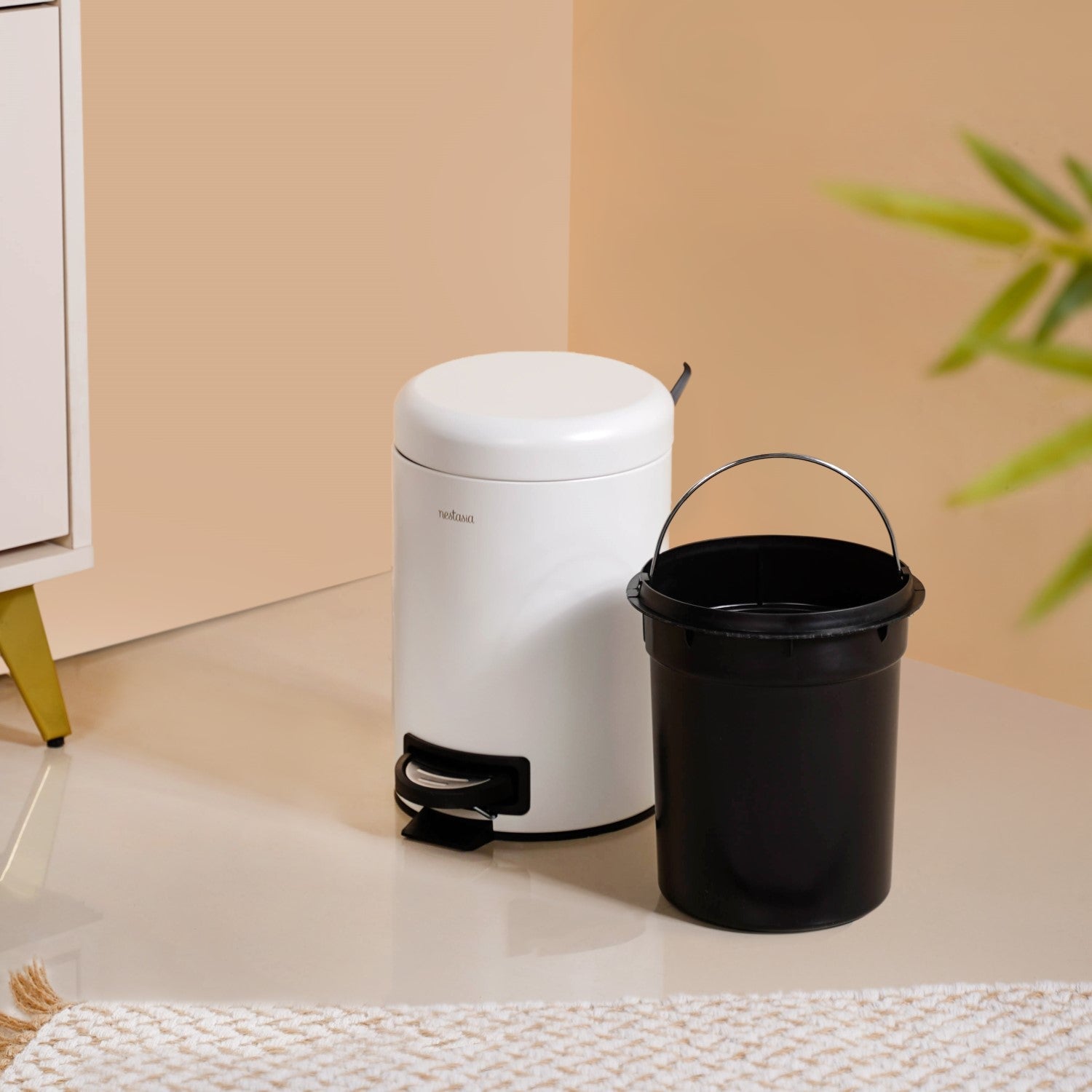 Clean Curve Pedal Operated Metal Dustbin With Bucket White 3000ml