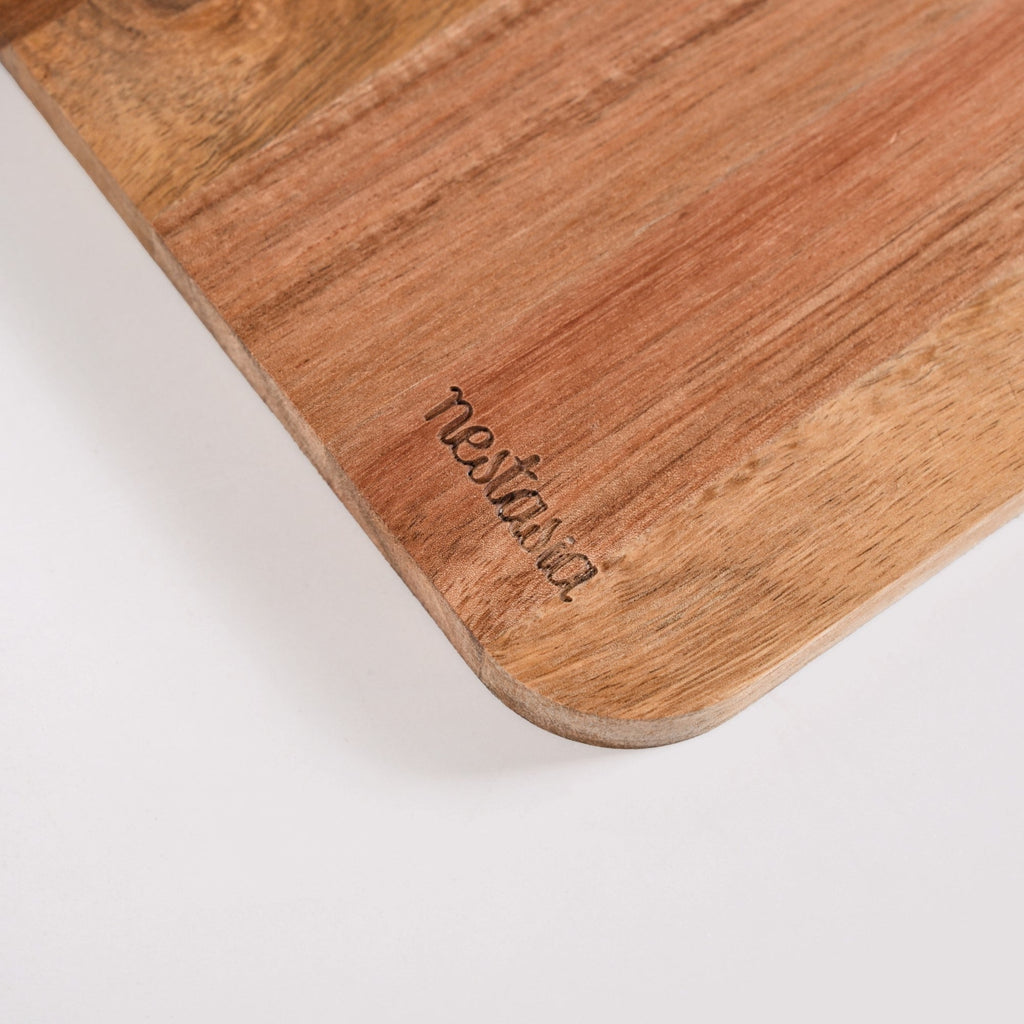 Acacia Wood Square Snack Tray Set Of 2 8 inch