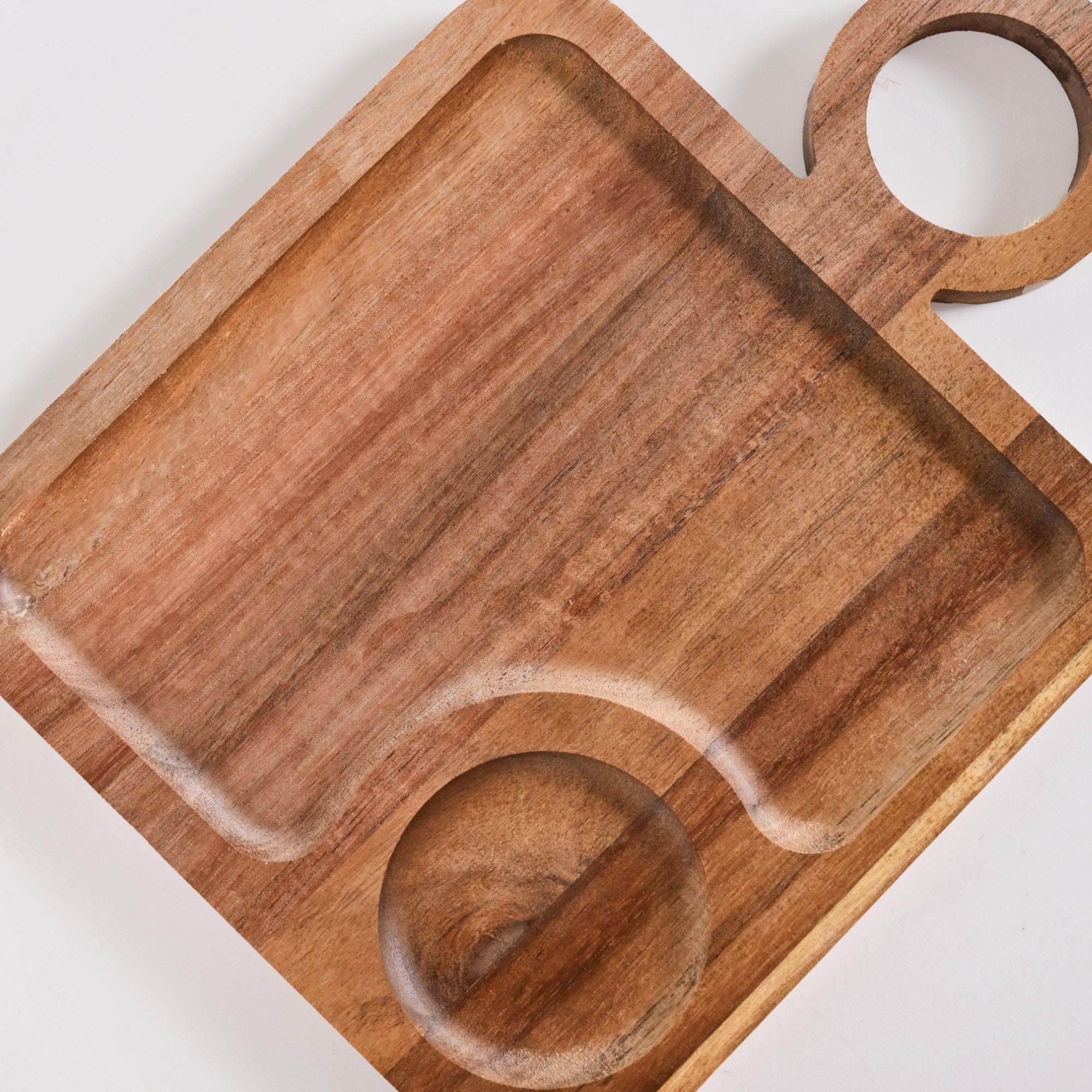 Acacia Wood Square Snack Tray Set Of 2 8 inch