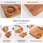 Acacia Wood Square Snack Tray Set Of 2 8 inch