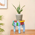 Banjara Mirror Work Wooden Elephant Decor Riser