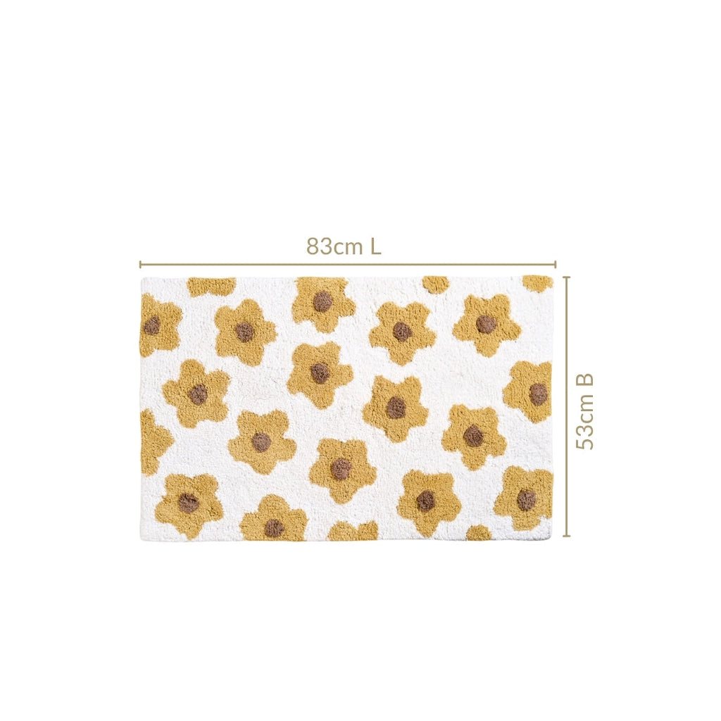 Anti Slip Cotton Yellow Daisy Mat 83x53cm