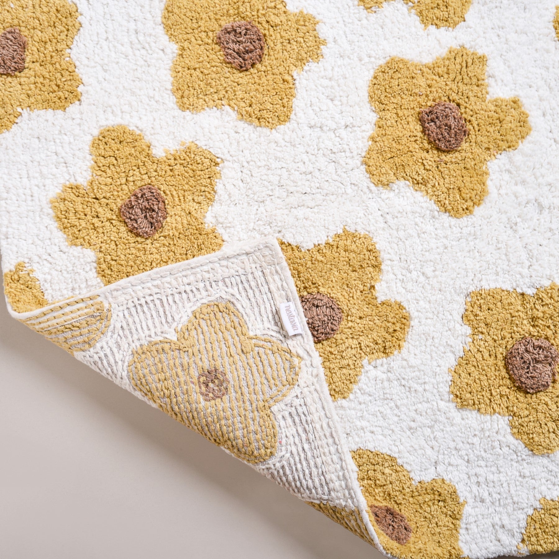 Anti Slip Cotton Yellow Daisy Mat 83x53cm