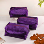 Purple Zippered Shoe Bags For Travel Large Set Of 3