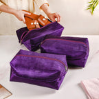 Purple Zippered Shoe Bags For Travel Large Set Of 3